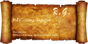 Récsey Gyula névjegykártya
